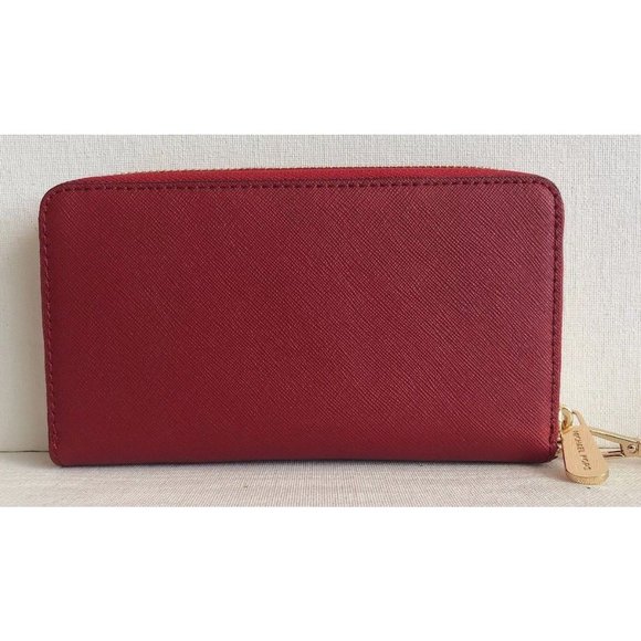 New Michael Kors Jet Set Travel Large Flat phone case Leather Scarlet - Picture 4 of 6